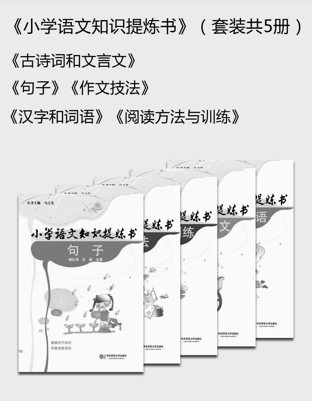 小学语文知识提炼书（套装共5册）汉字和词语/阅读方法与训练/古诗词和文言文/句子/作文技法